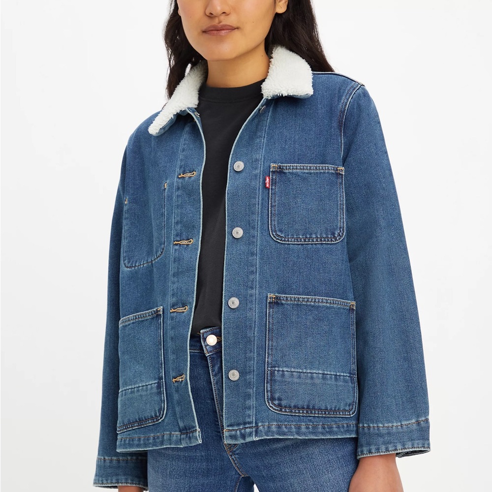 Levi's Denim Chore Coat w Sherpa Collar - Like New!